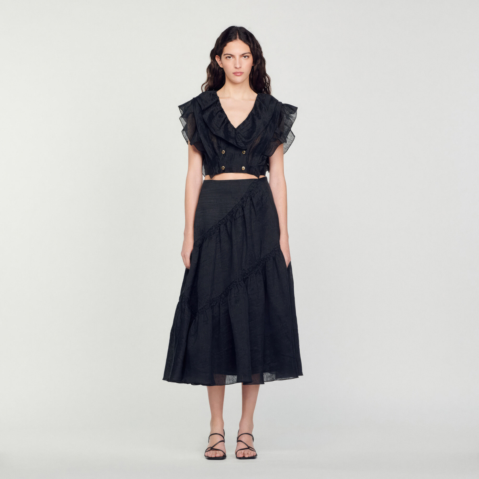 Long ruffled skirt