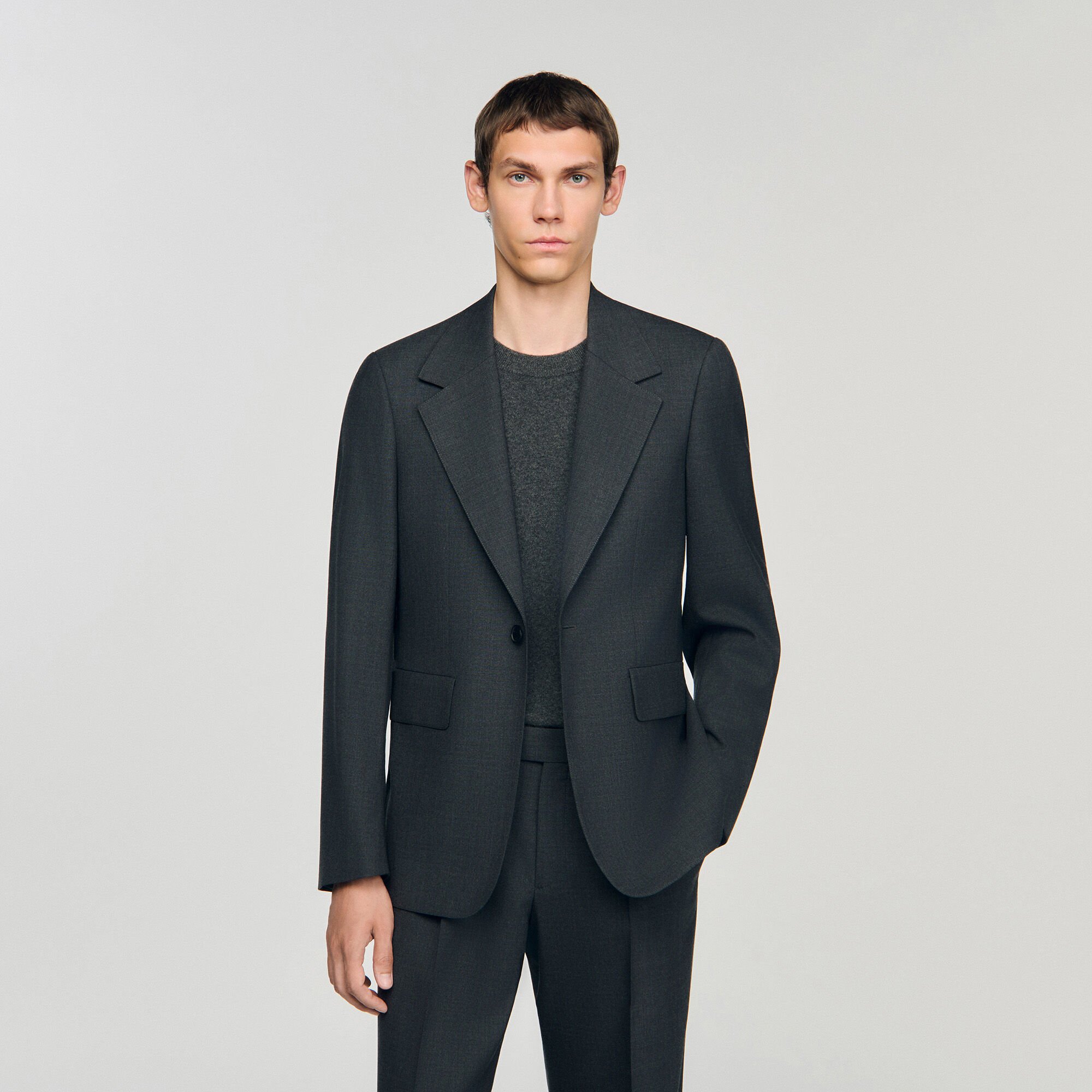 Wide wool suit jacket