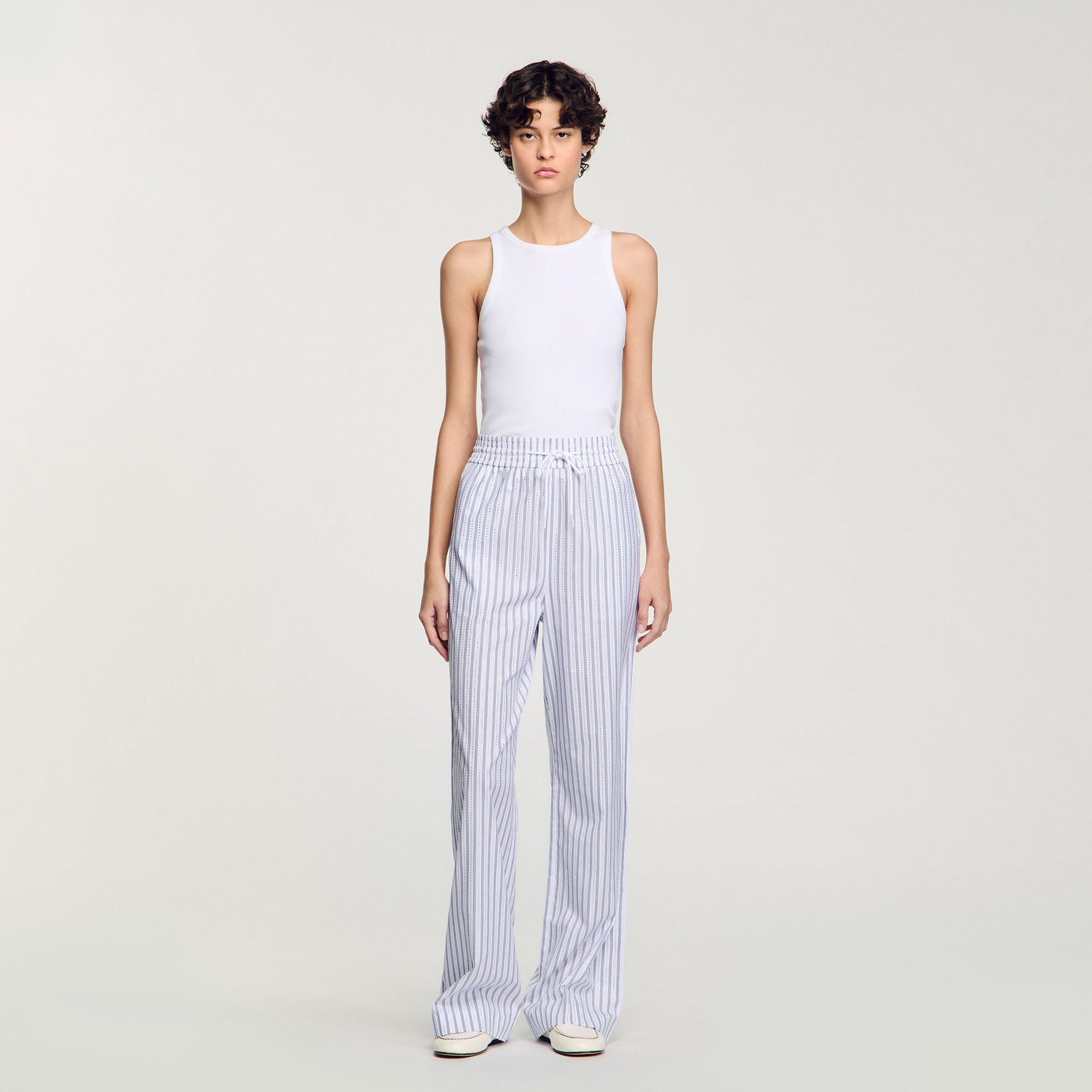 Rhinestone striped trousers