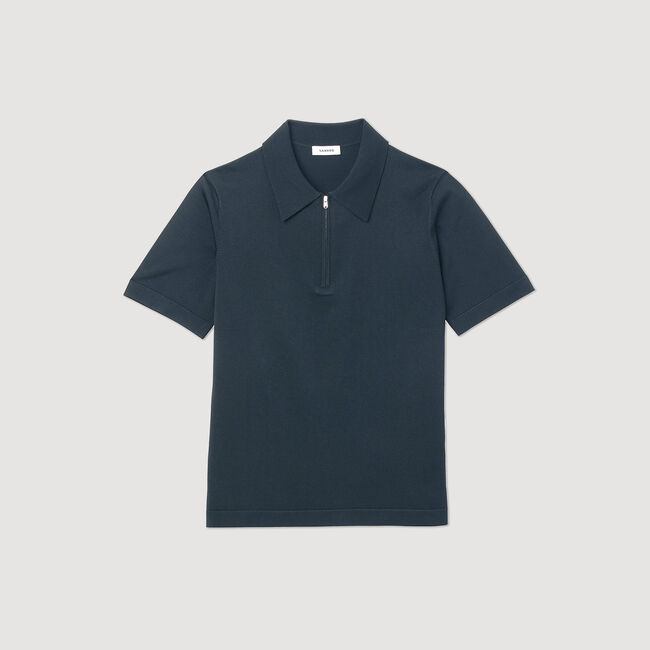 Knitted polo shirt with zip collar