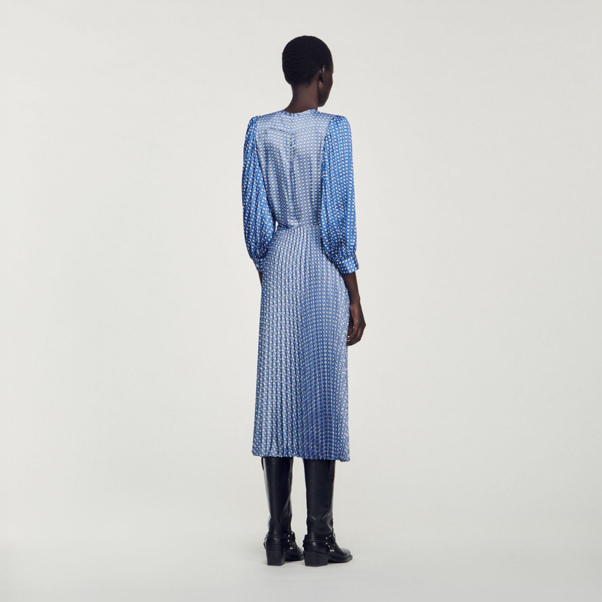 Long tie-print dress