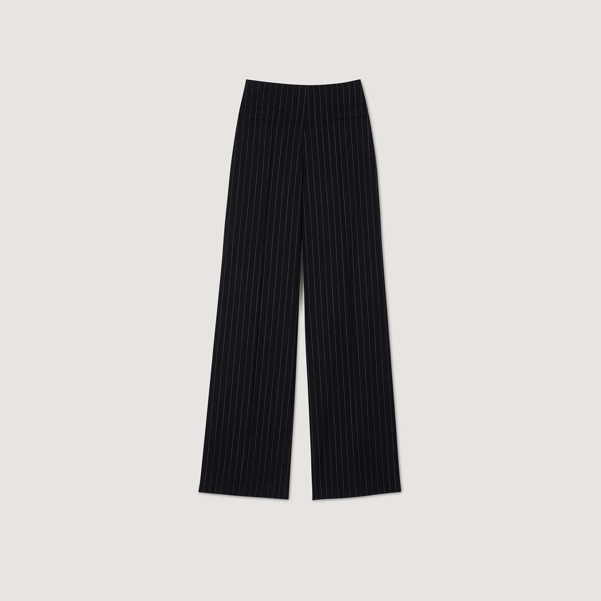 Chalk-striped trousers black / gray For Women | Sandro Paris