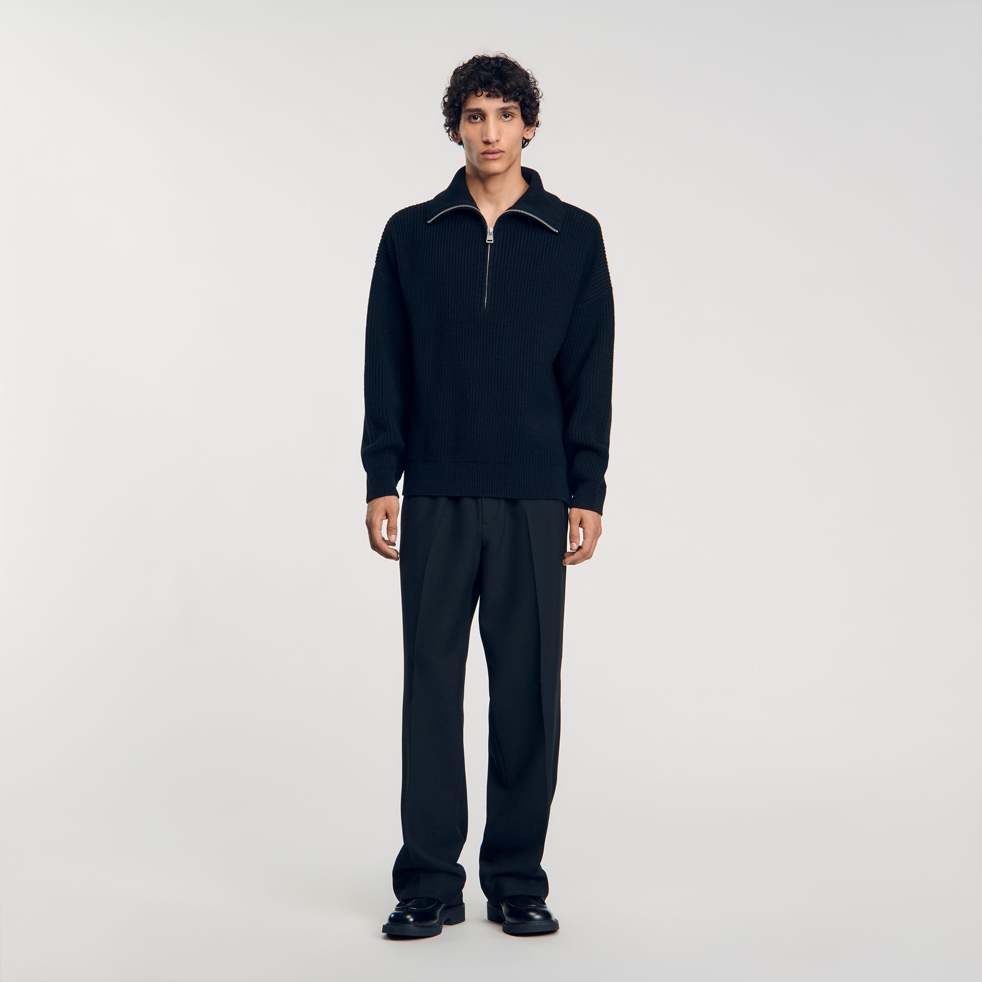Zip neck jumper black gray for Men Sandro Paris