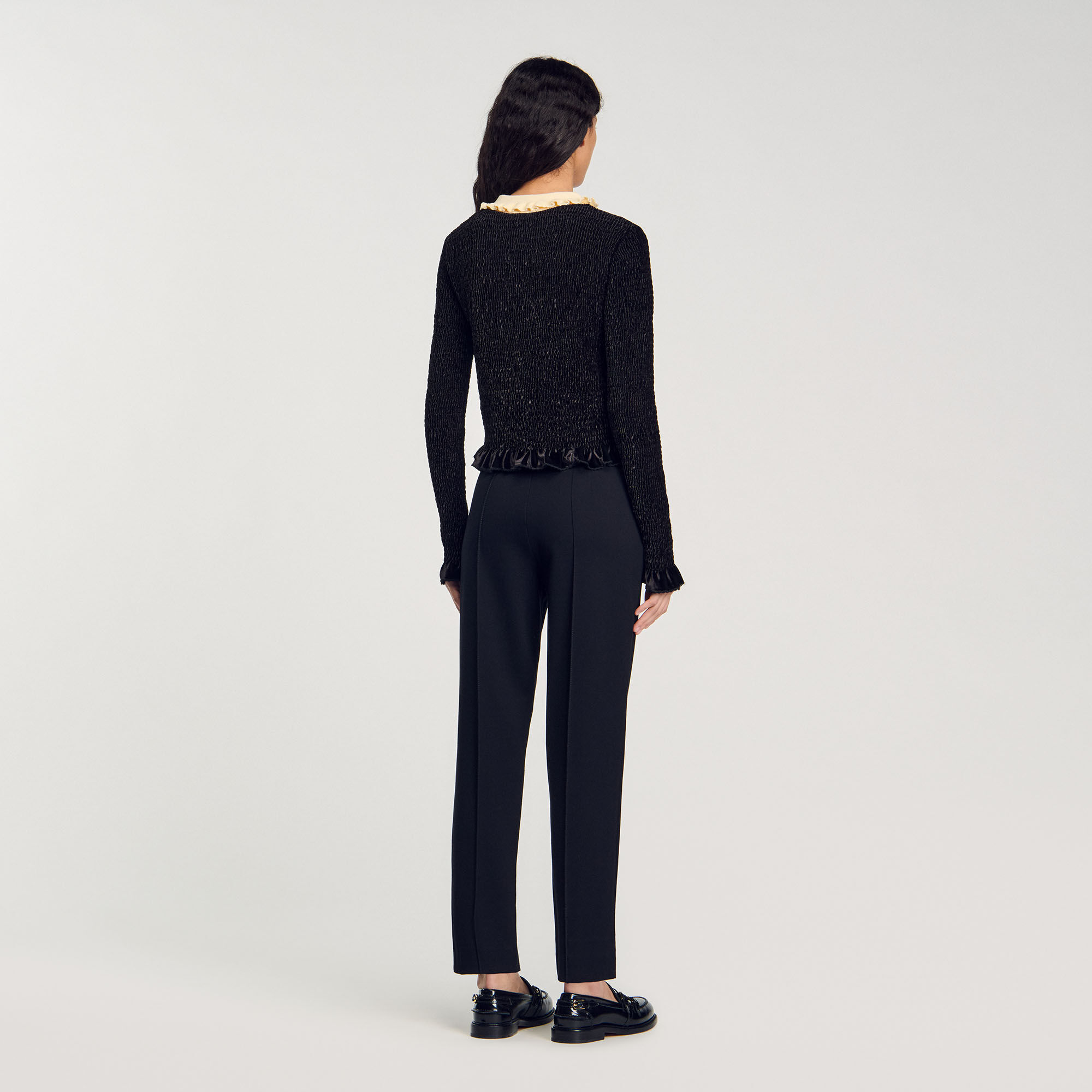 Smocked top with contrasting neck