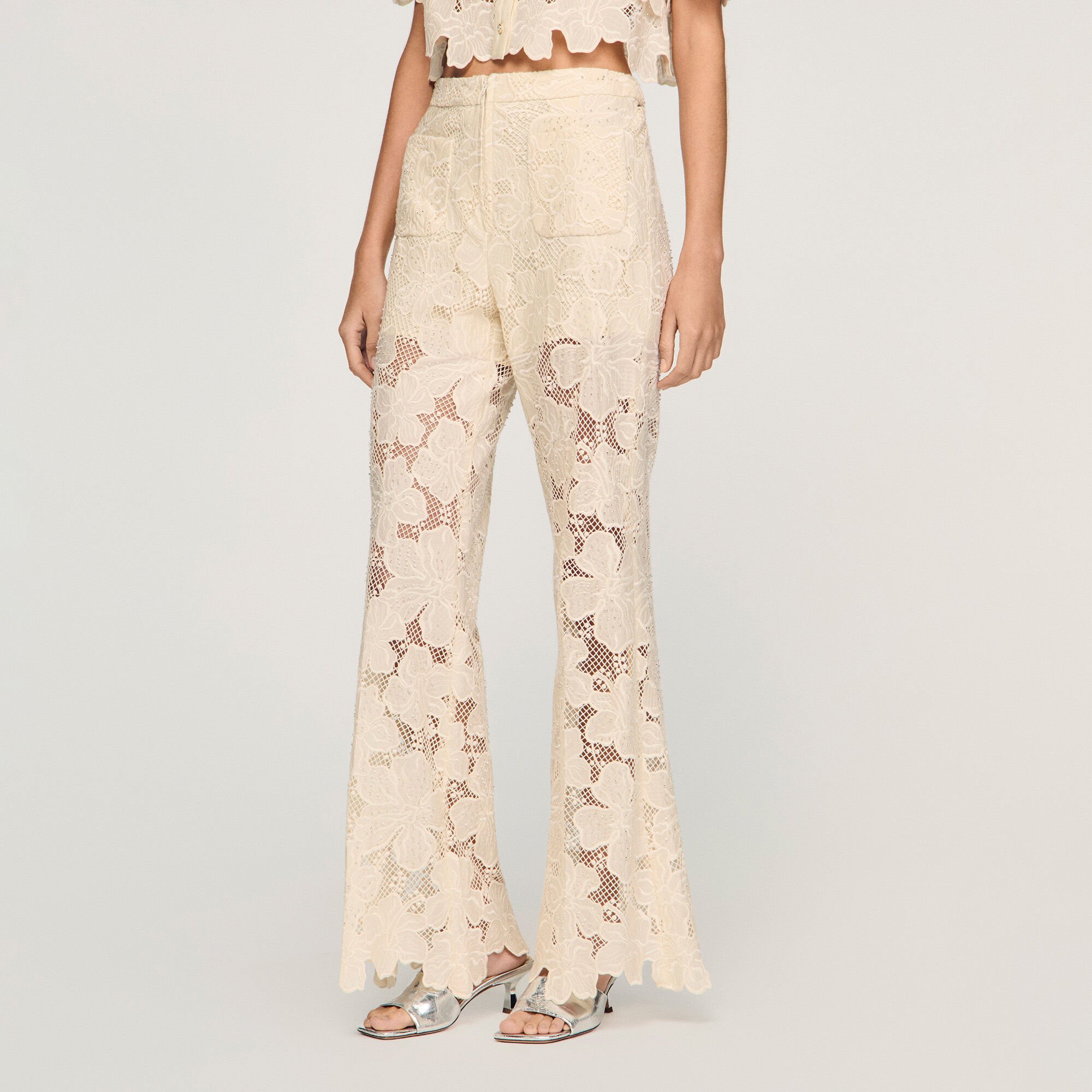 Guipure lace trousers