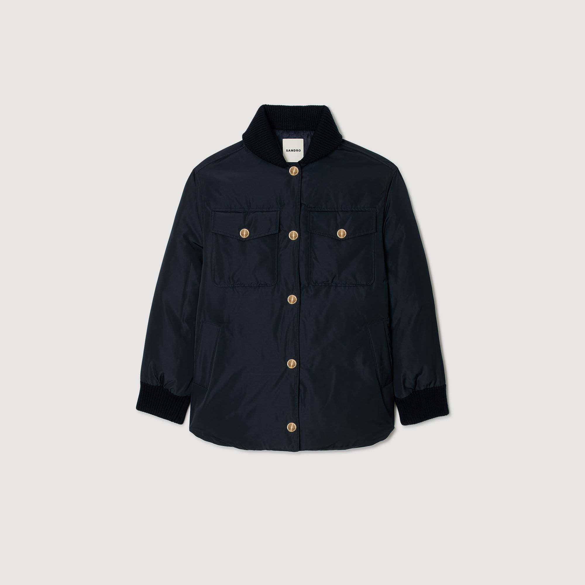 Puffer jacket with teddy collar