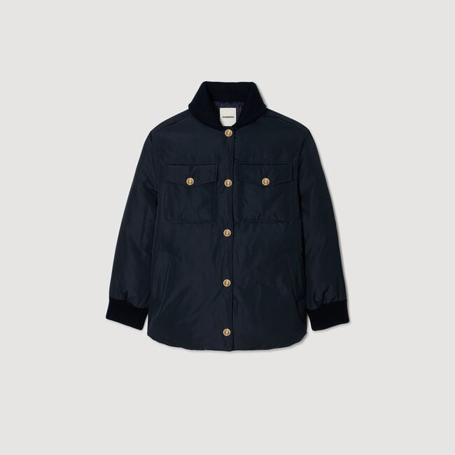 Puffer jacket with teddy collar