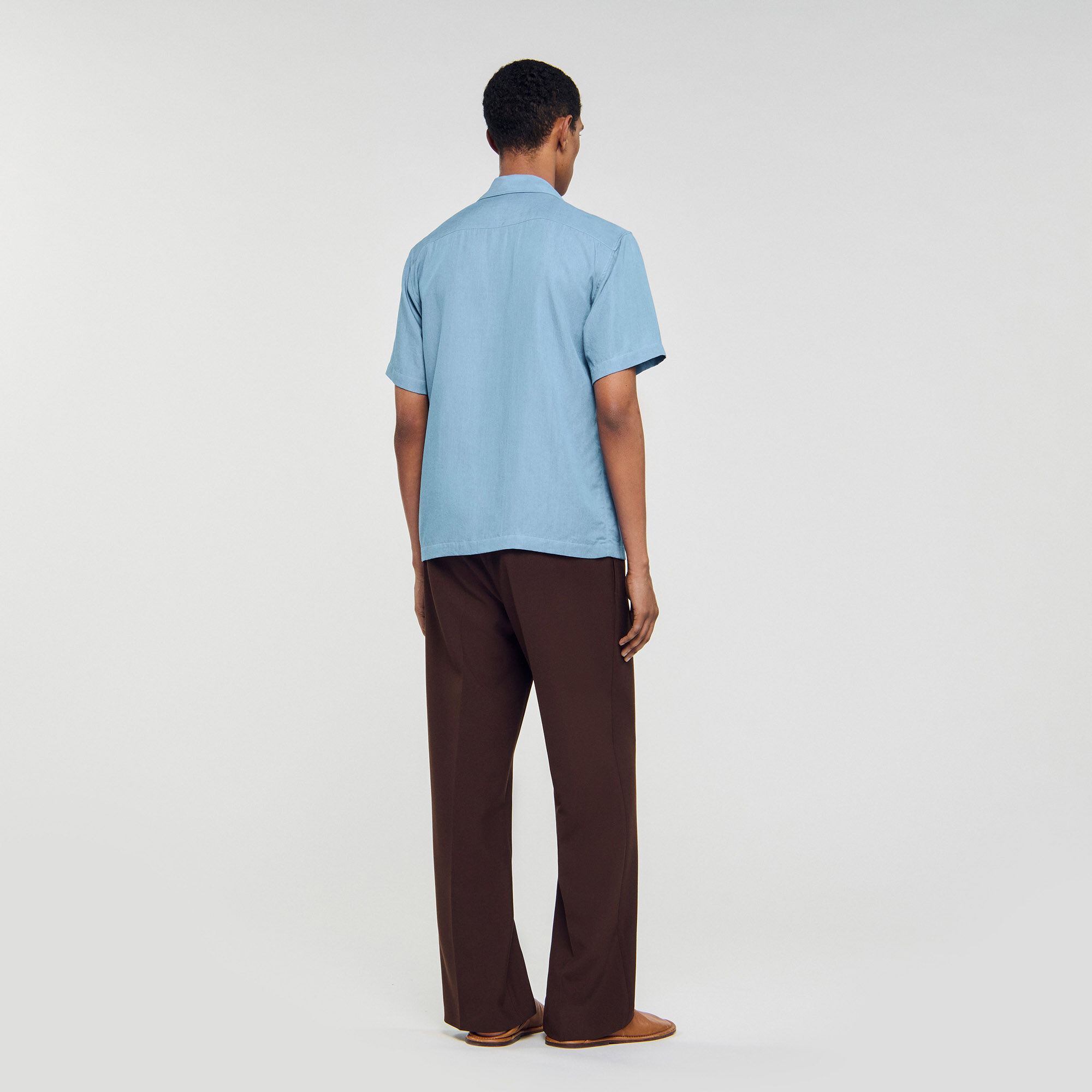 Short-sleeved shirt blue for Men | Sandro Paris