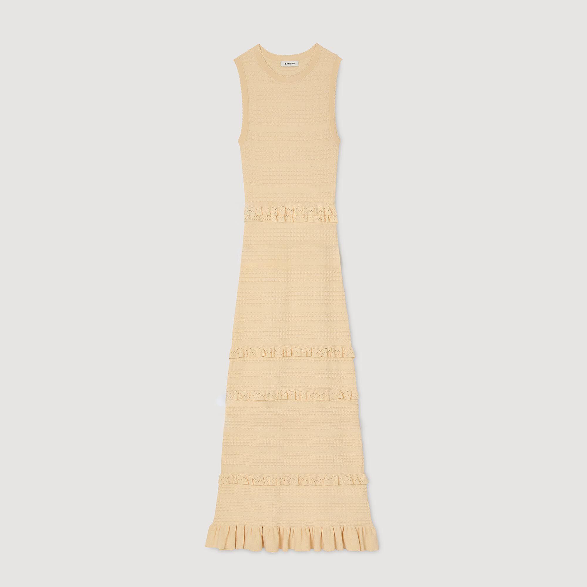 Ruffled knit maxi dress