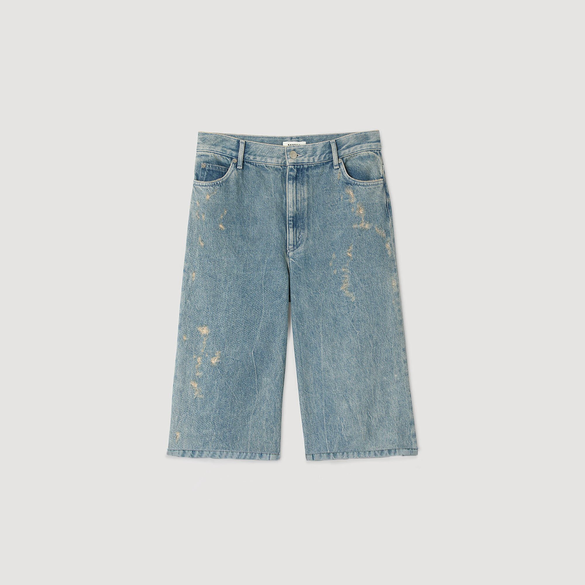 Distressed denim Bermuda shorts