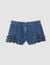 Ruffled denim shorts