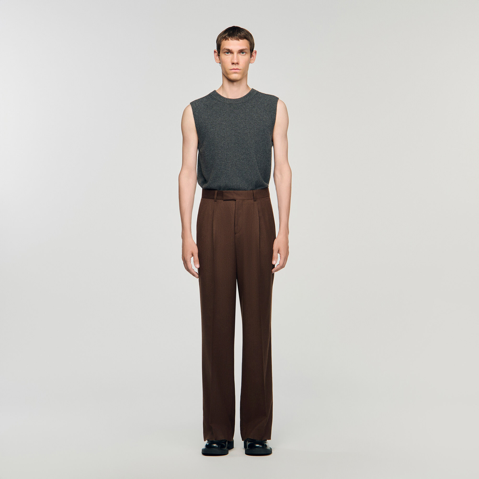 Wide-leg wool trousers