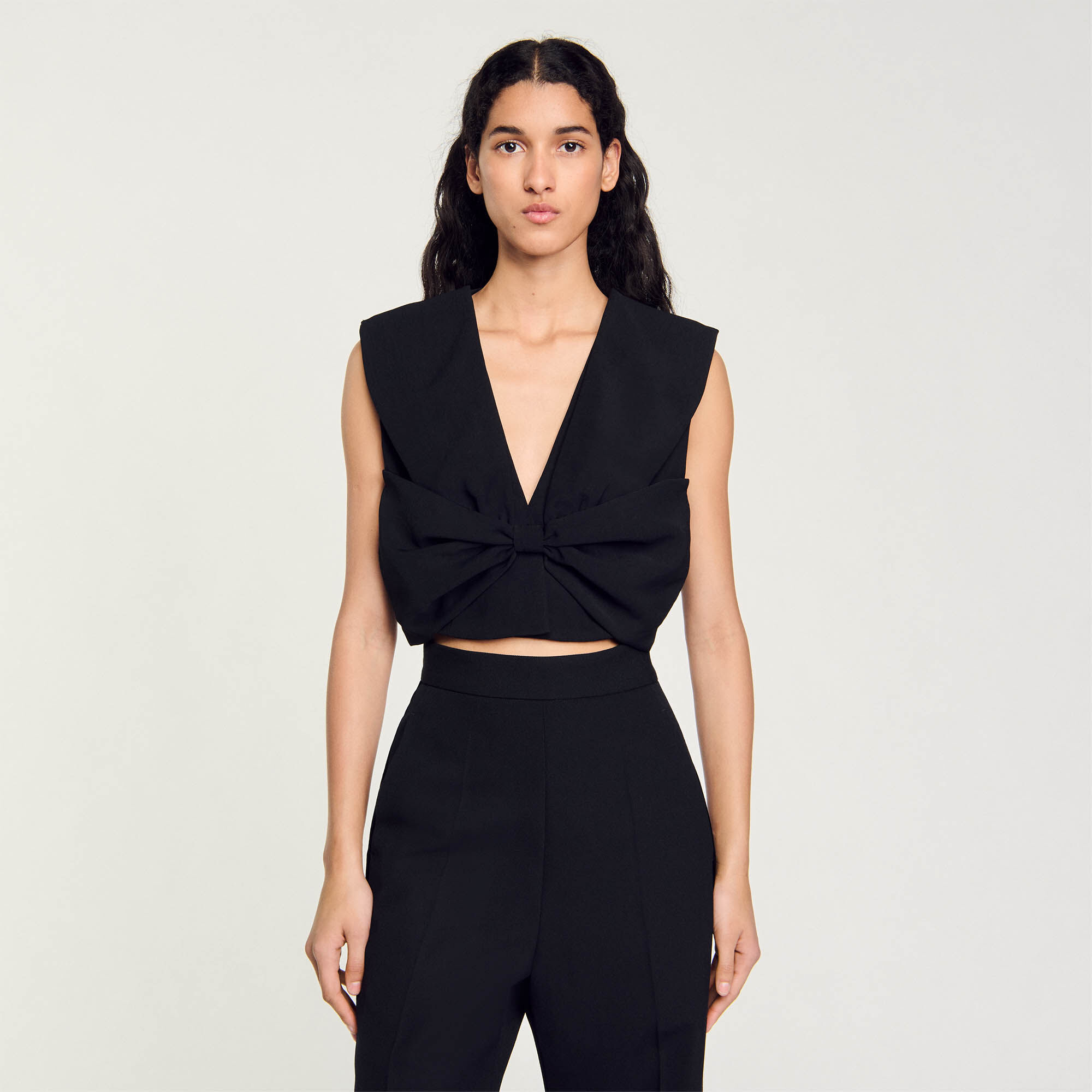 Satin-effect crop top