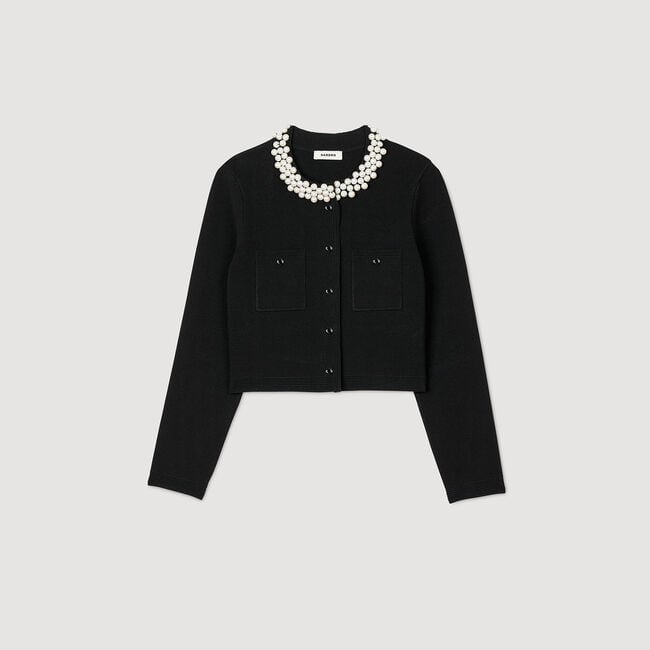 Cardigan with beaded collar