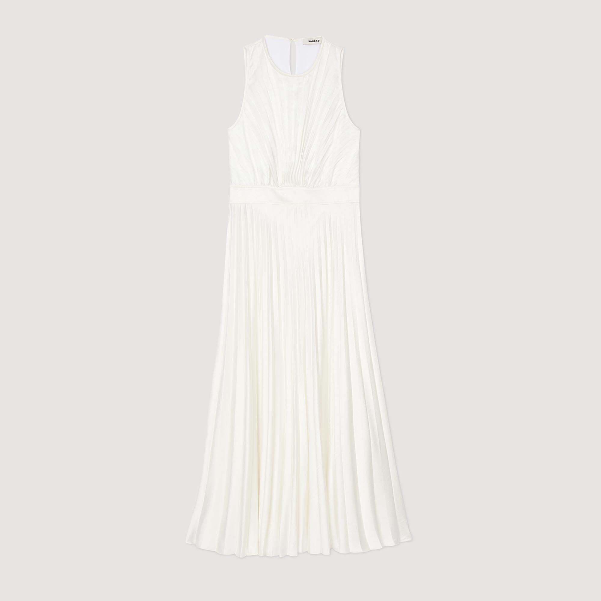 Pleated maxi dress white / beige For Women | Sandro Paris