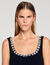 Short dress with rhinestone neck