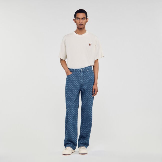 Rope pattern baggy jeans