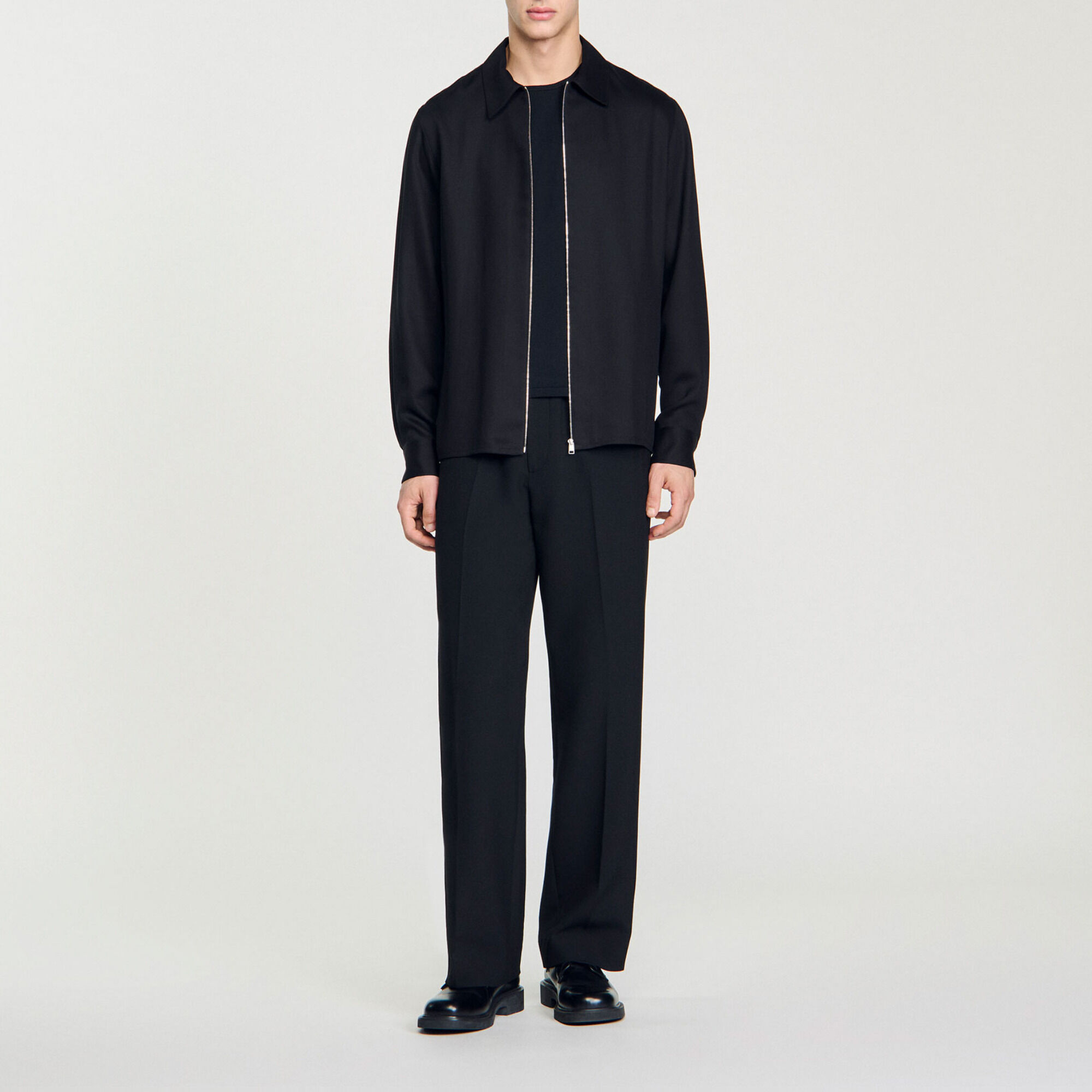 Loose-fit zip-up shirt