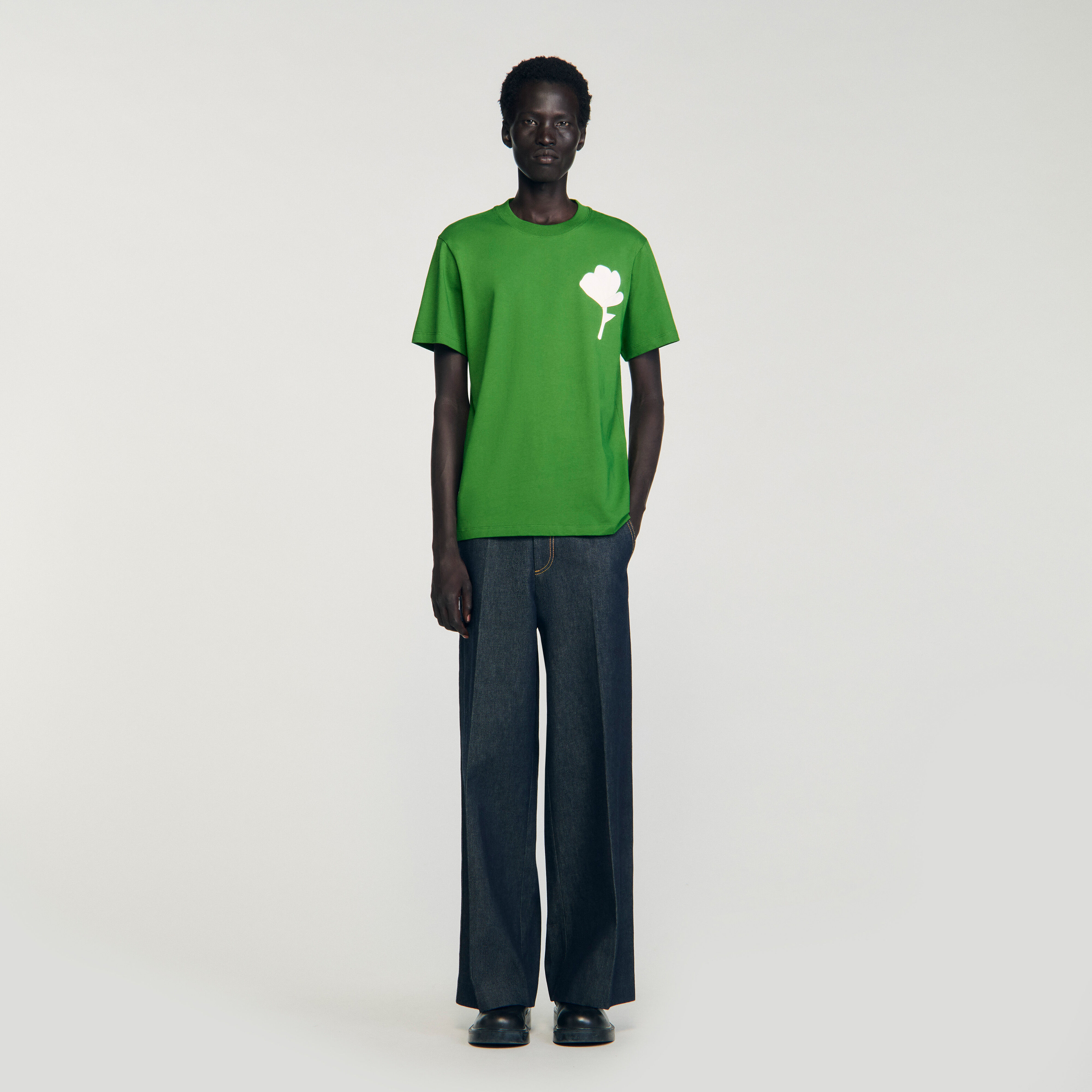 【関税 送料無料】SANDRO ロゴプリント コットン Ｔシャツ Sandro_SHPTS01563-A432_H_1.jpg