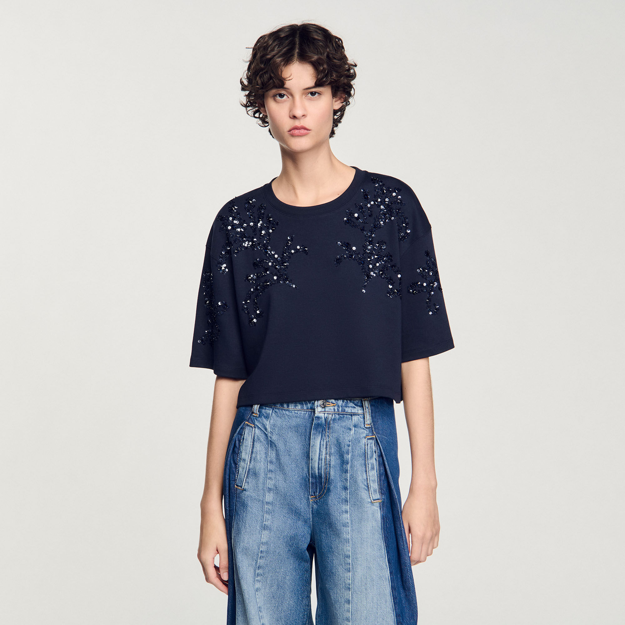 T-shirt with beaded details