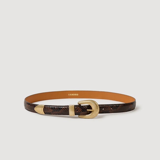 Python-effect leather belt