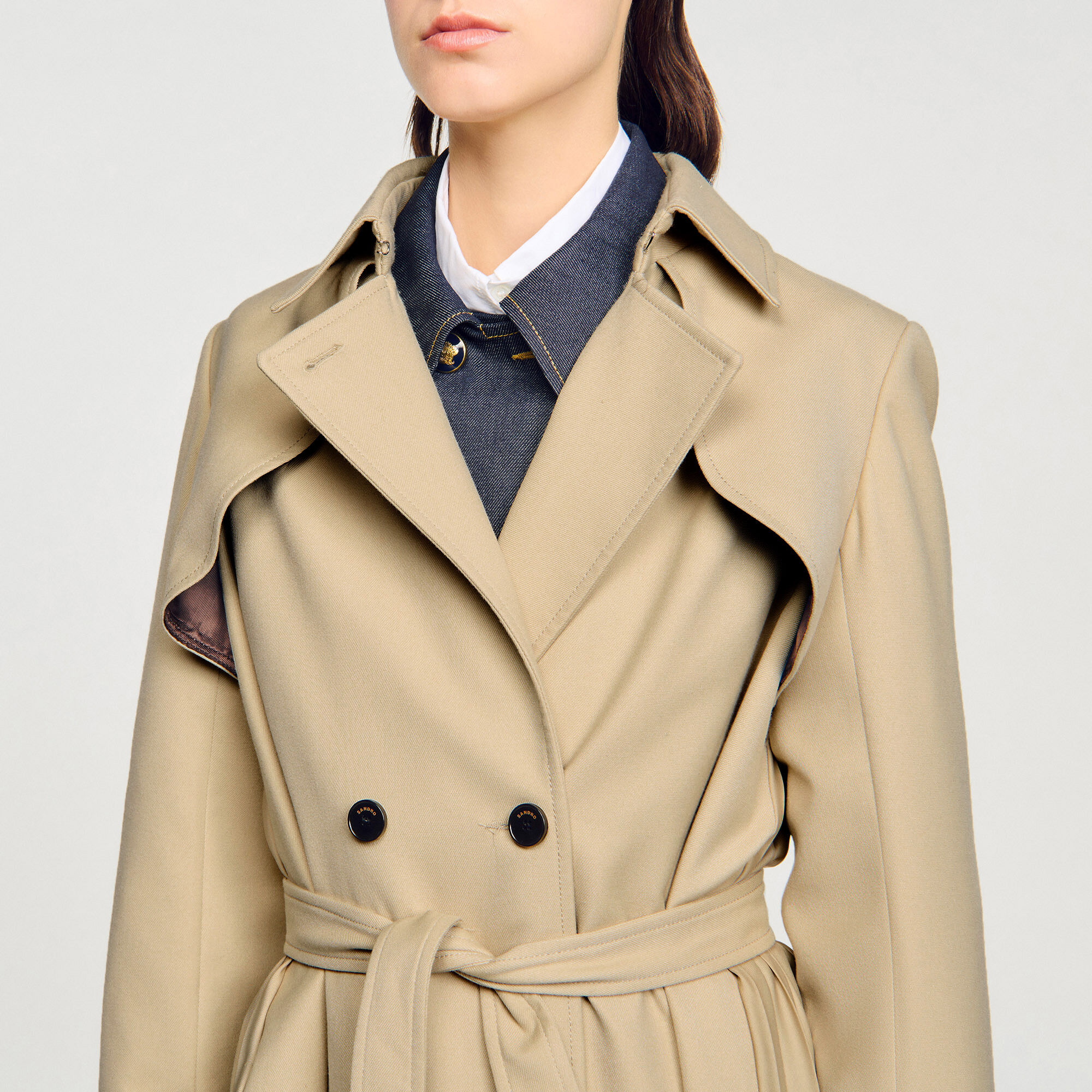 Belted double-breasted trench