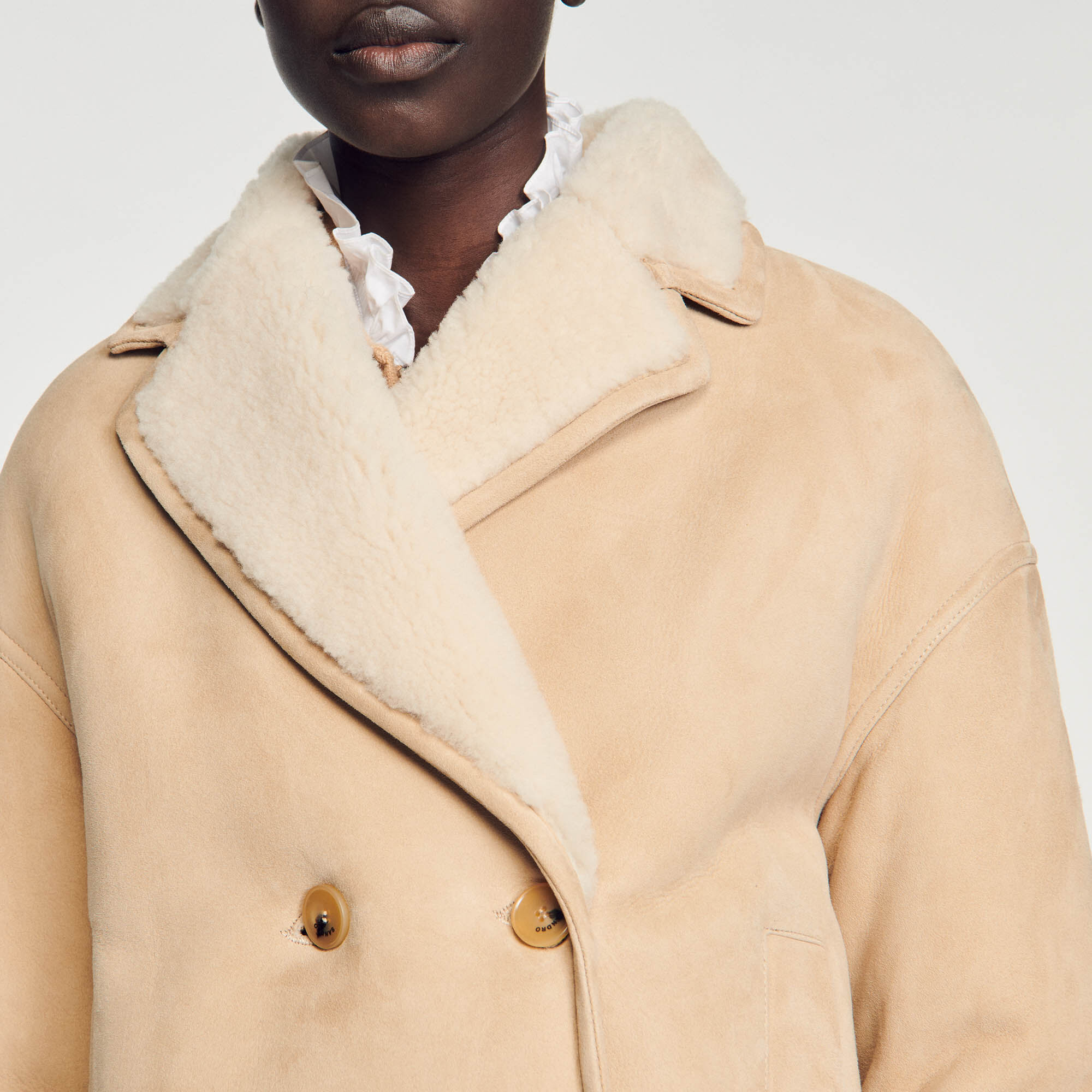 Cropped shearling jacket