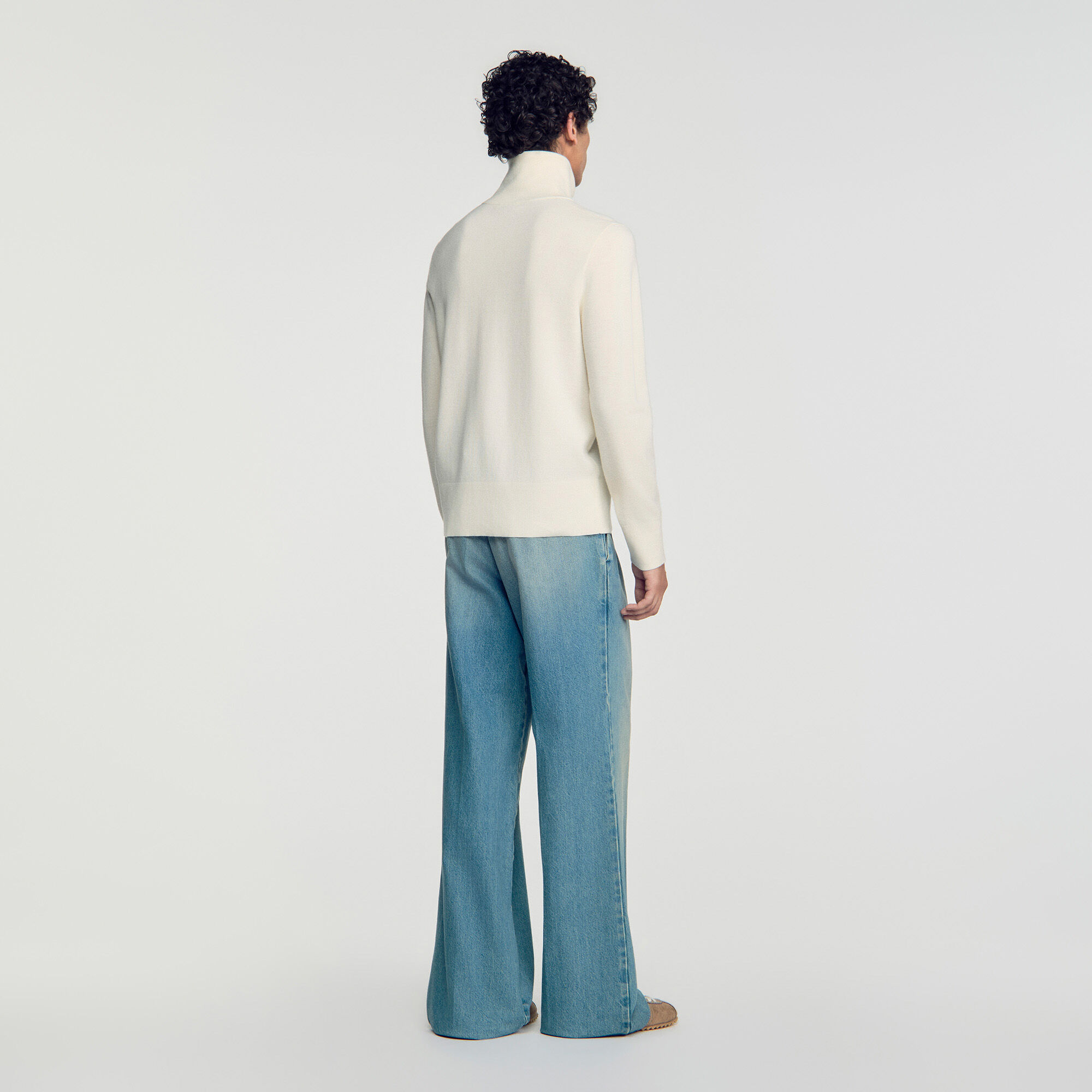 Zip-up wool cardigan