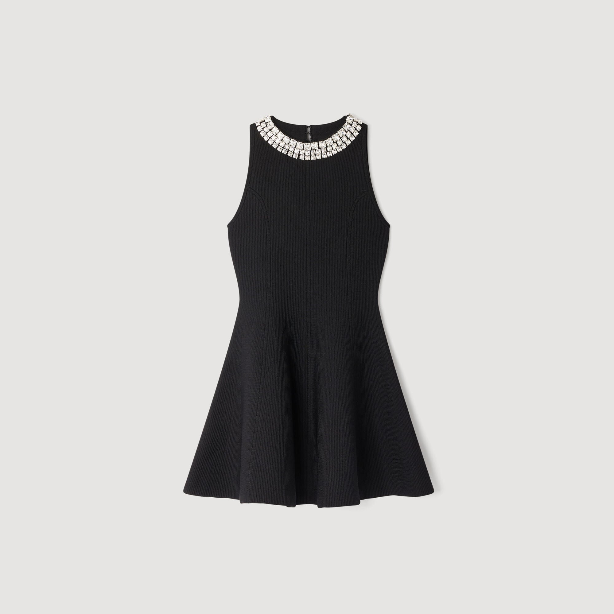 Short dress with pearl collar black / gray For Women | Sandro Paris