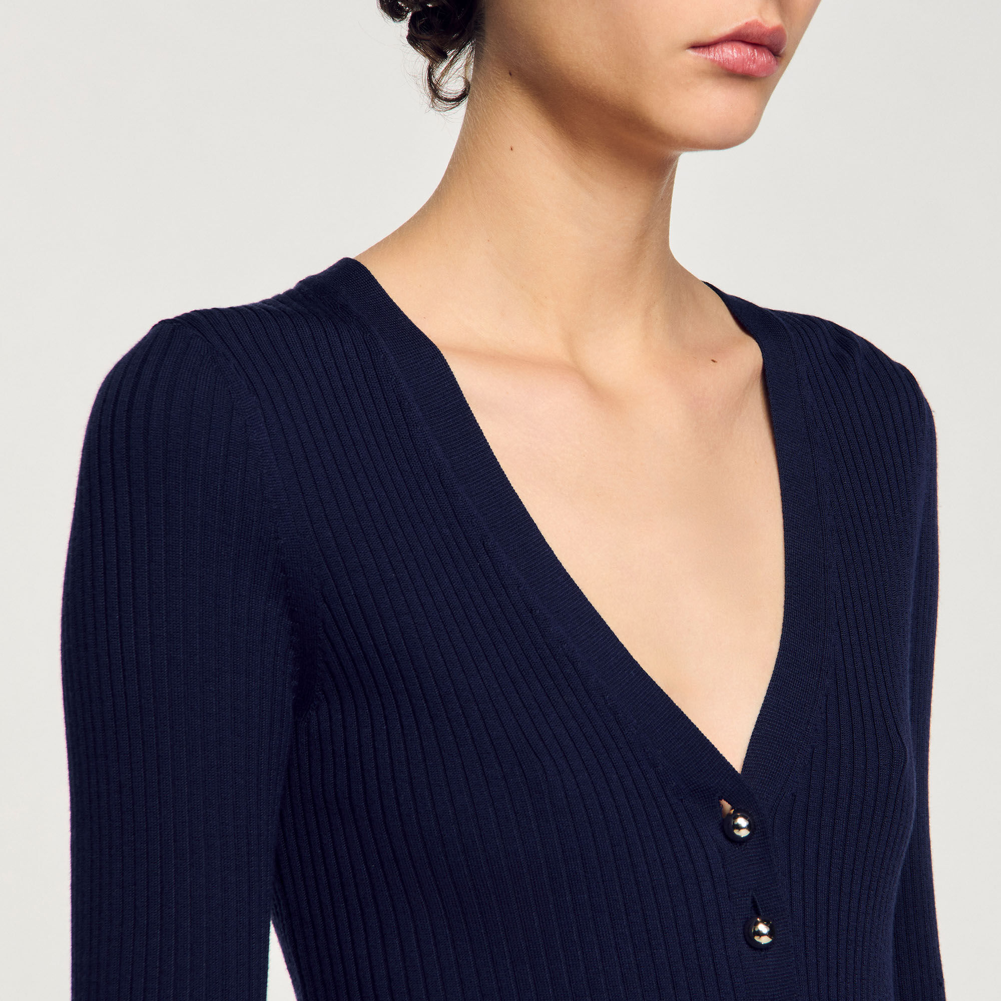 Rib knit cardigan