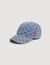 Denim cap with cross motif