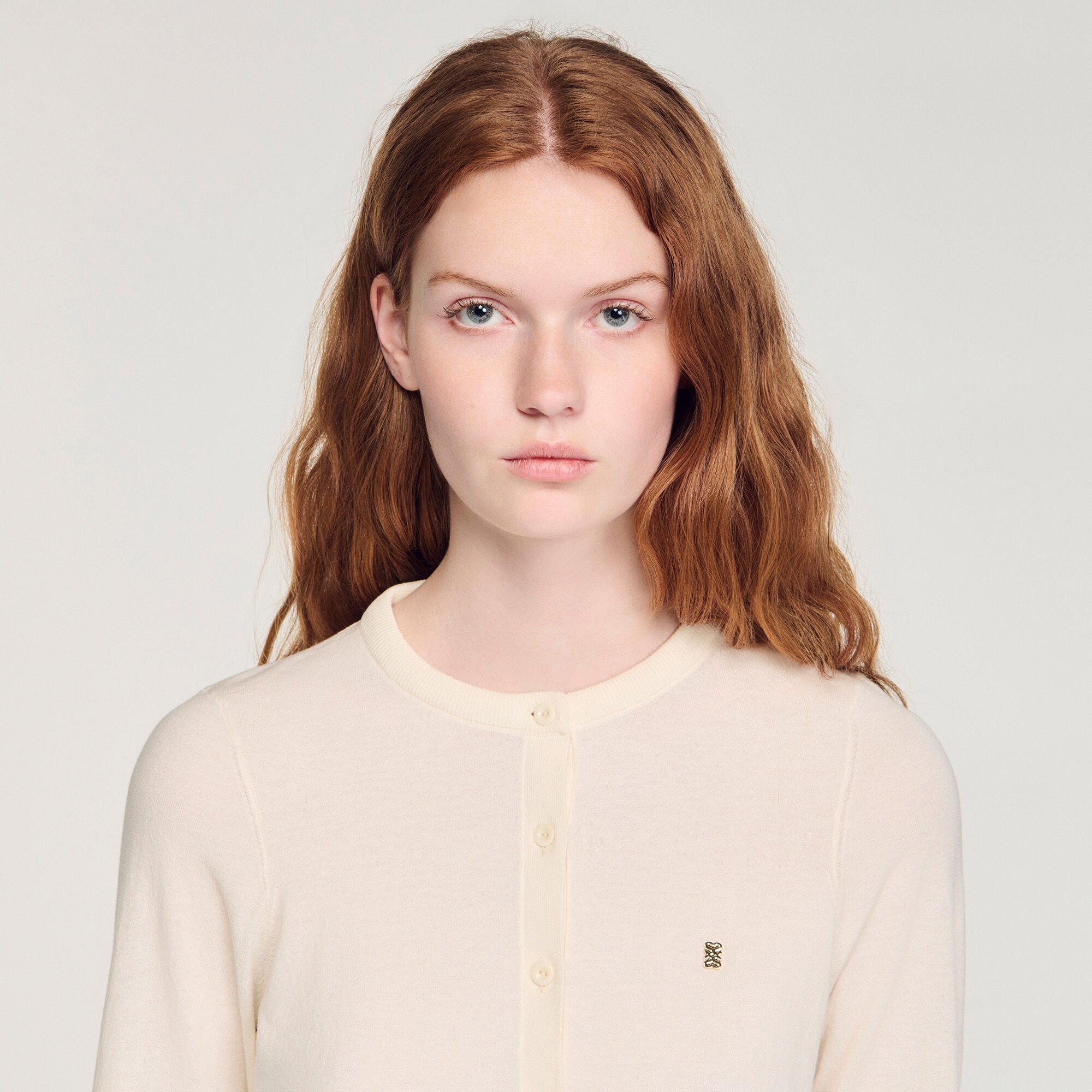 Padded round neck cropped cardigan