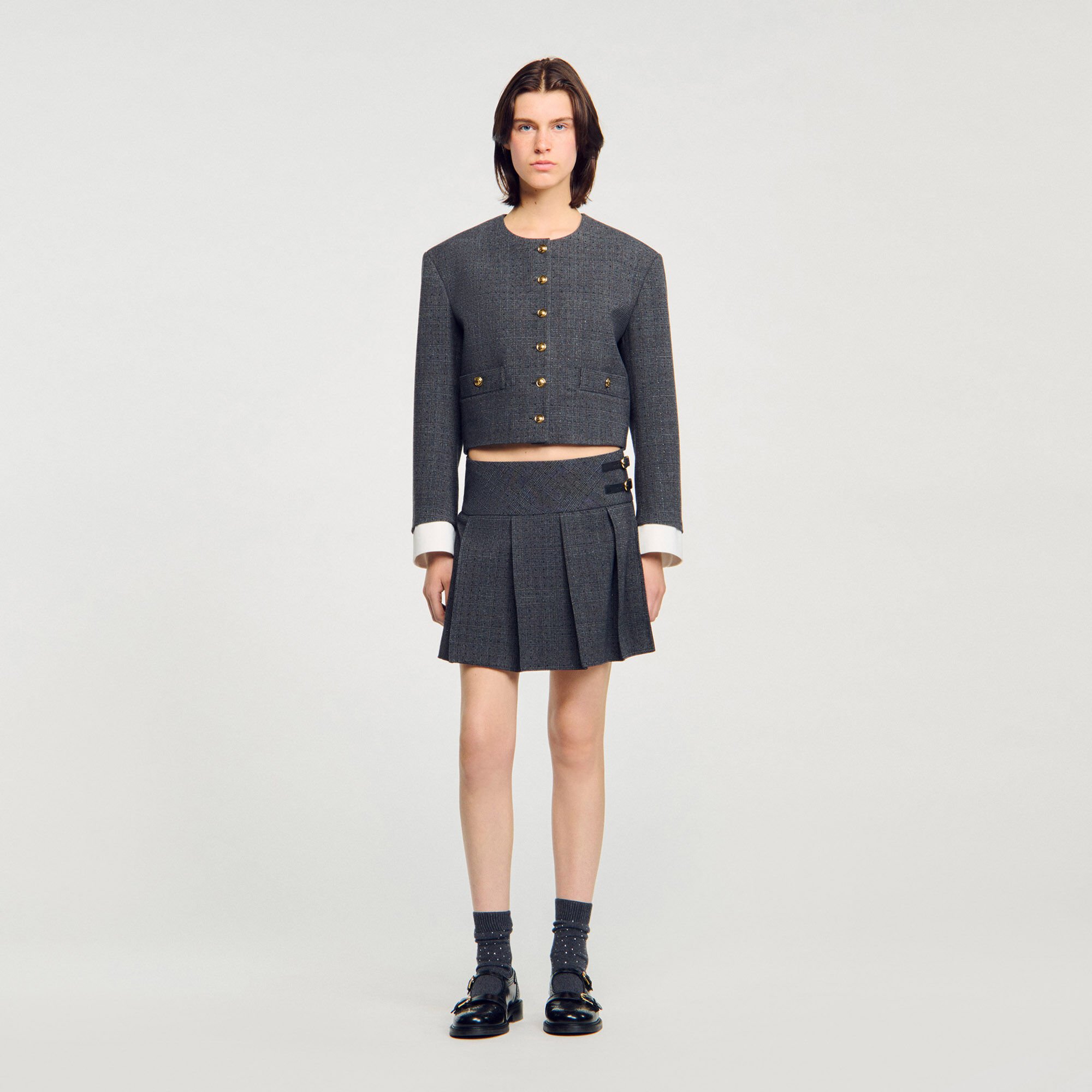 Short rhinestone suit skirt