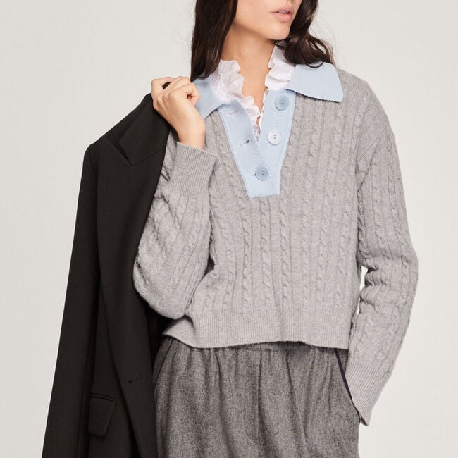 Cropped cable-knit sweater