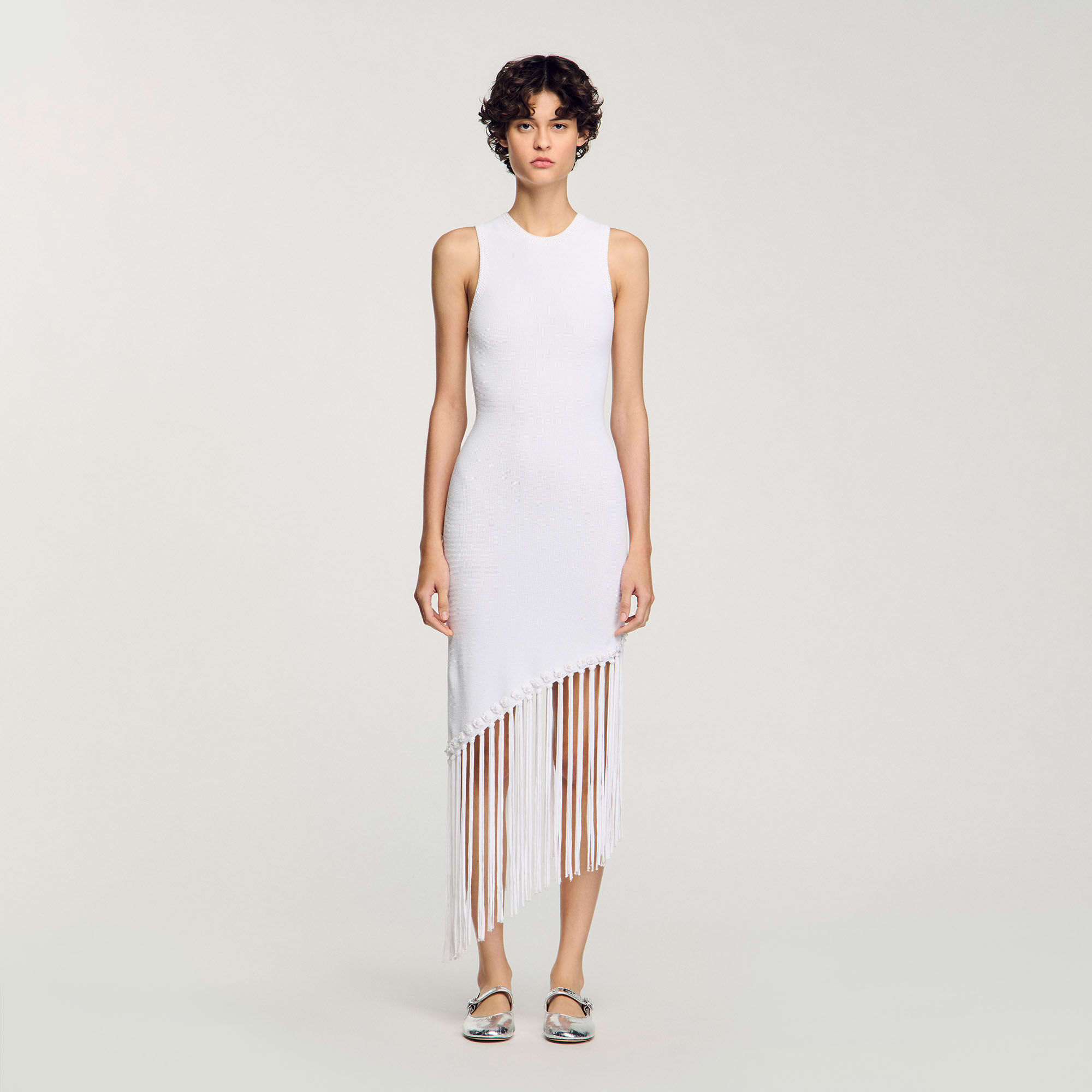 Fringed crochet maxi dress