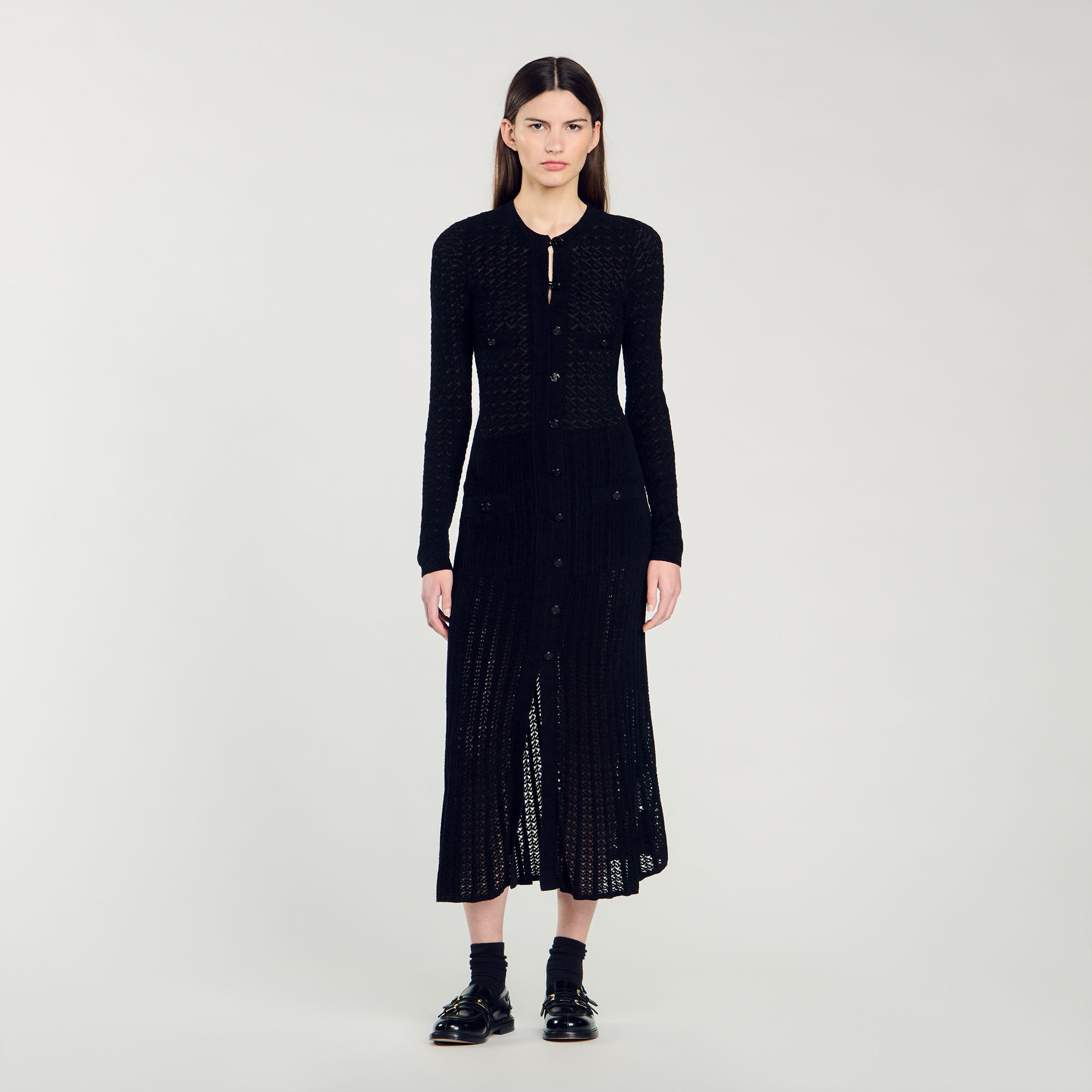 Velvet-effect knit maxi dress