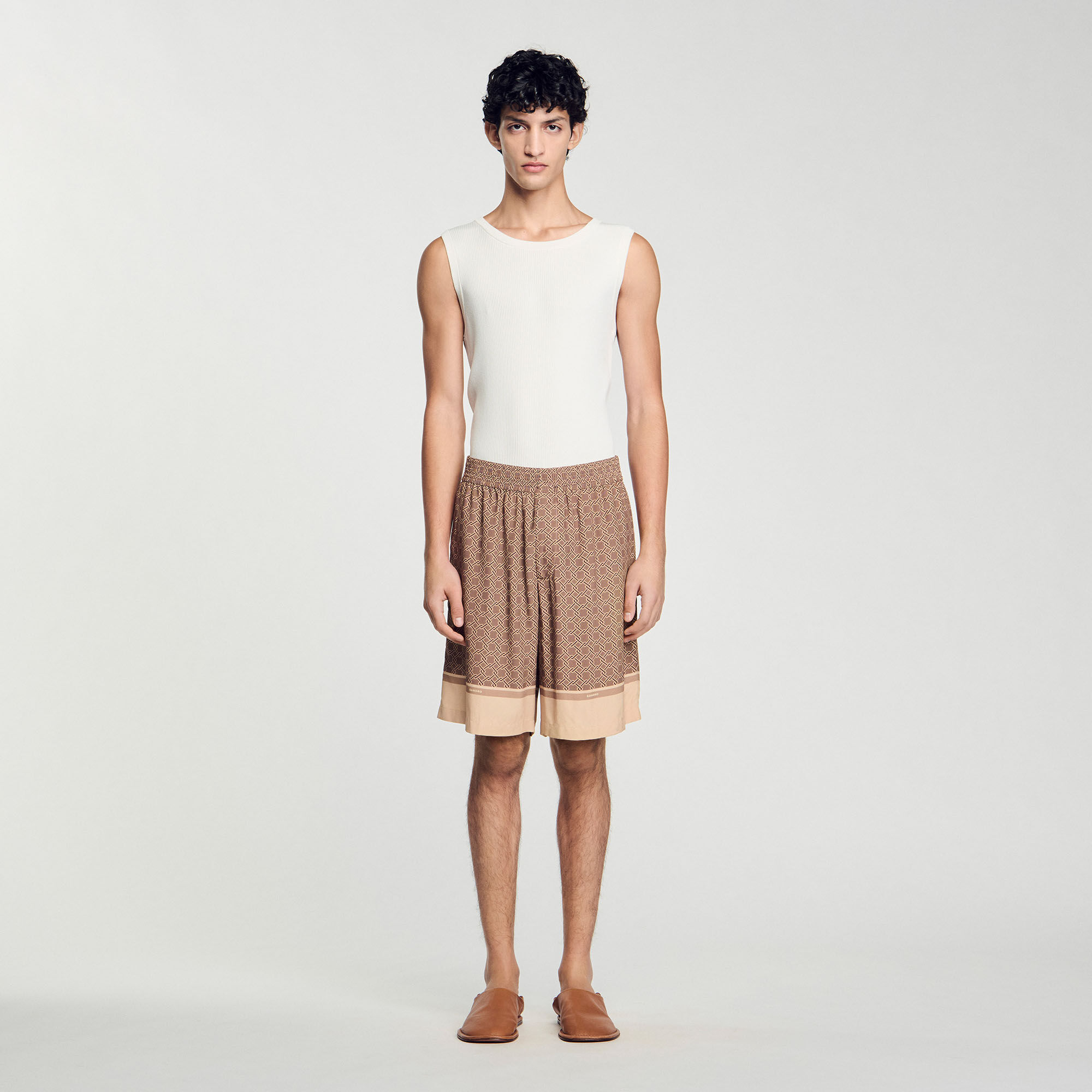 Patterned floaty Bermuda shorts