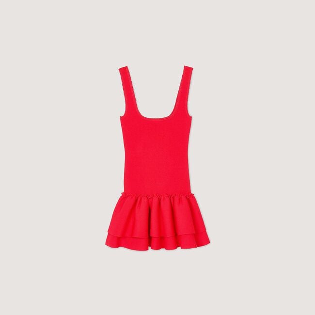 Short knit dress with ruffles
