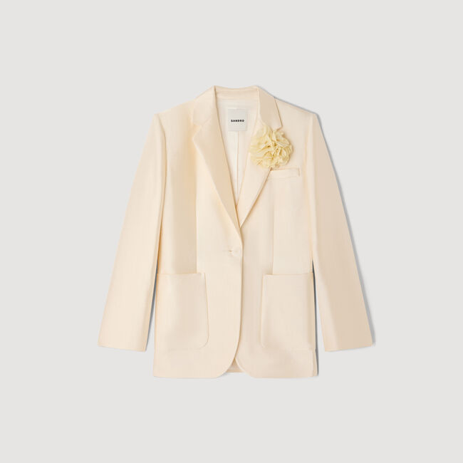 Satin jacket with flower detail