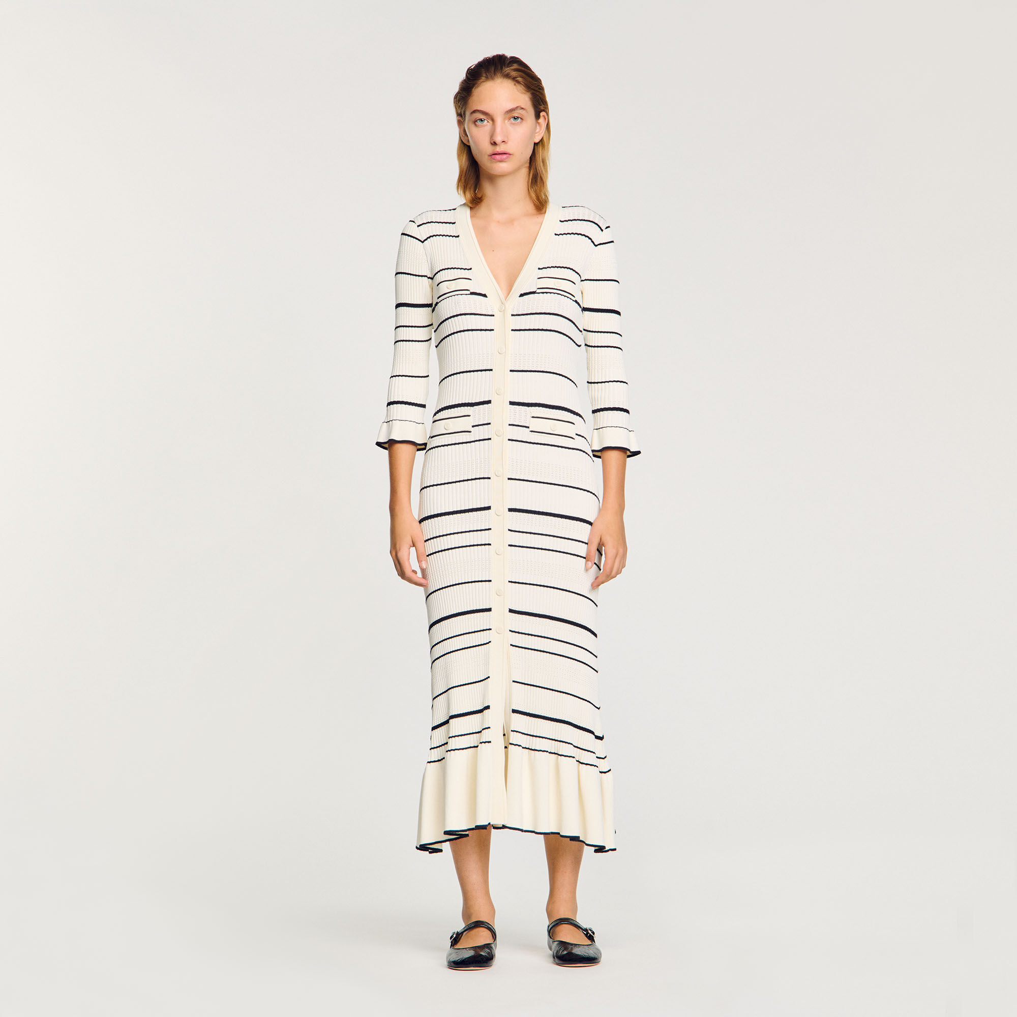 Stripy knit maxi dress