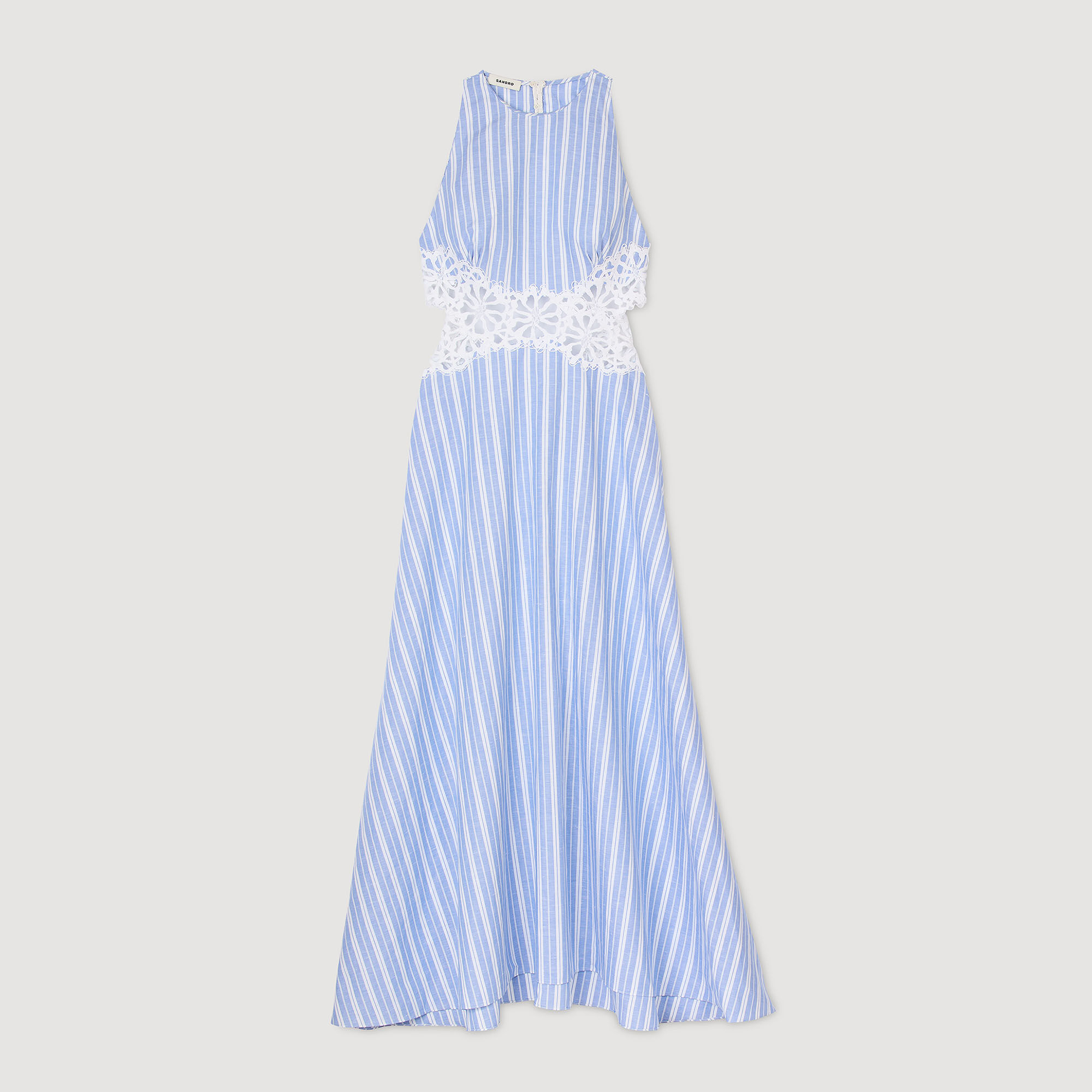 関税・送料込み!【国内発送】SANDRO Striped maxi ワンピース Striped maxi dress with lace blue For Women | Sandro Paris
