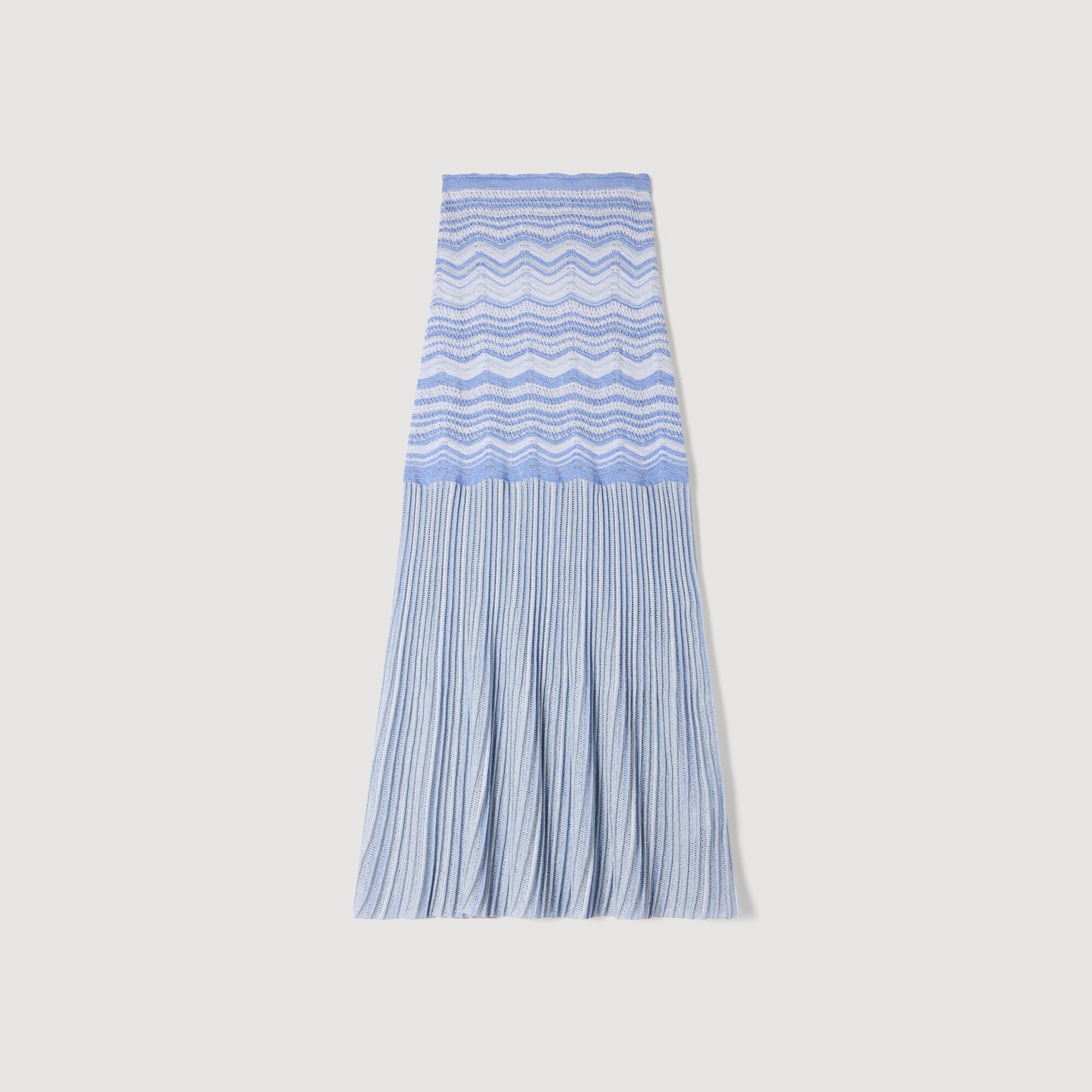 Cropped decorative knit top blue For Women | Sandro Paris