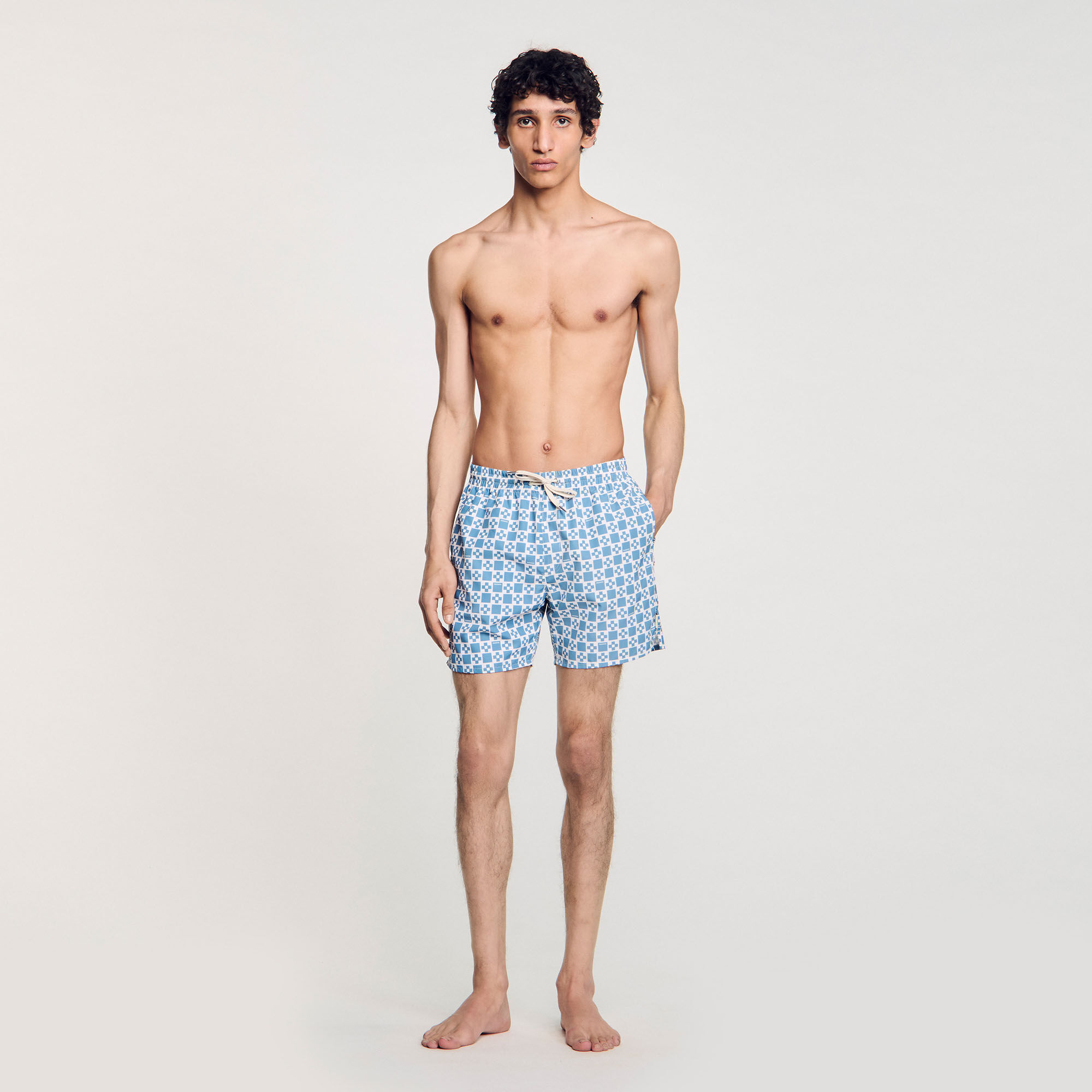 Square Cross swim shorts blue for Men | Sandro Paris