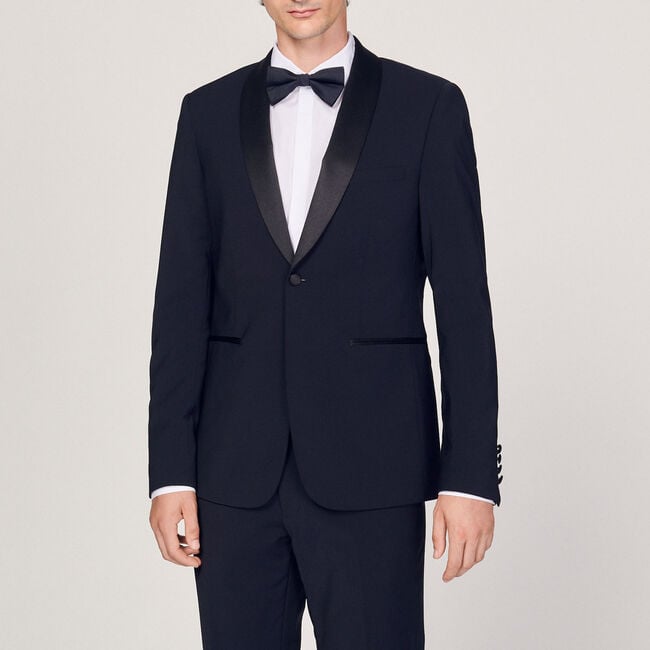 Tuxedo jacket with satin