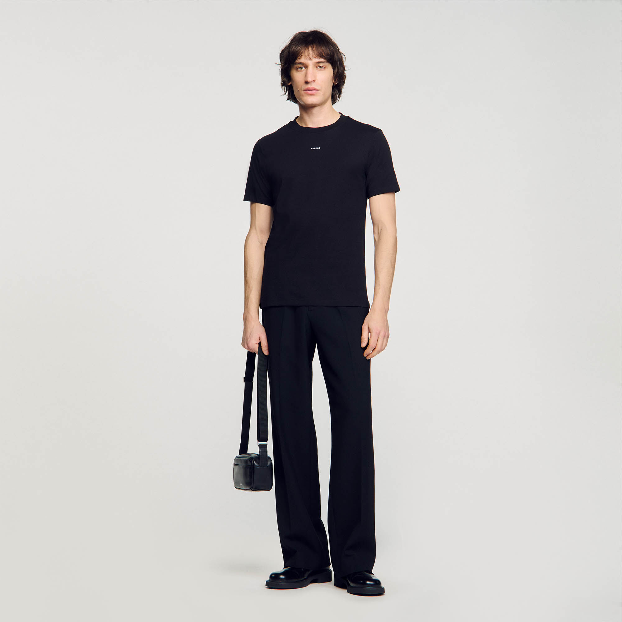 【関税 送料無料】SANDRO ロゴプリント コットン Ｔシャツ SANDRO logo-embroidered Cotton T-shirt | White | FARFETCH