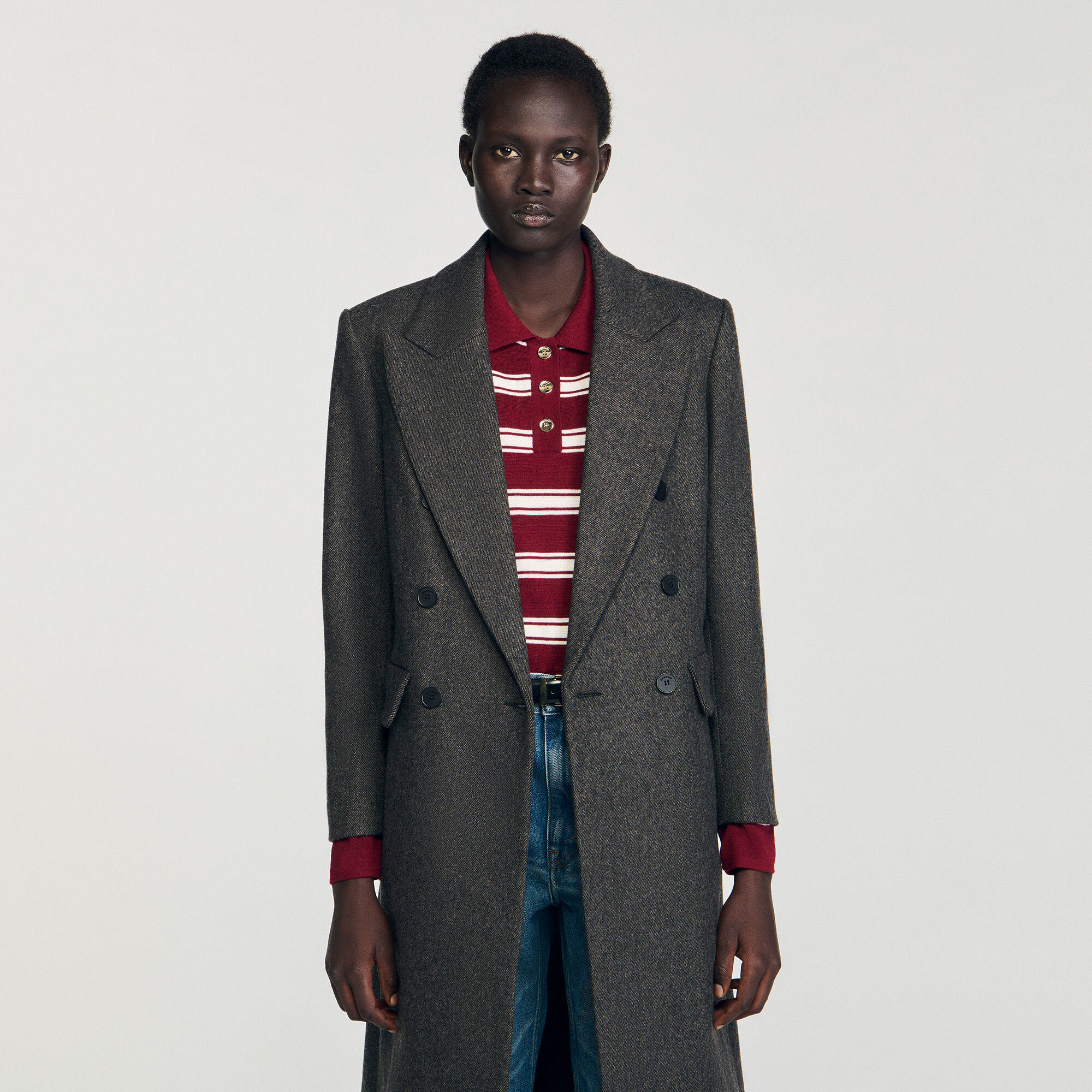 Fitted double-breasted coat