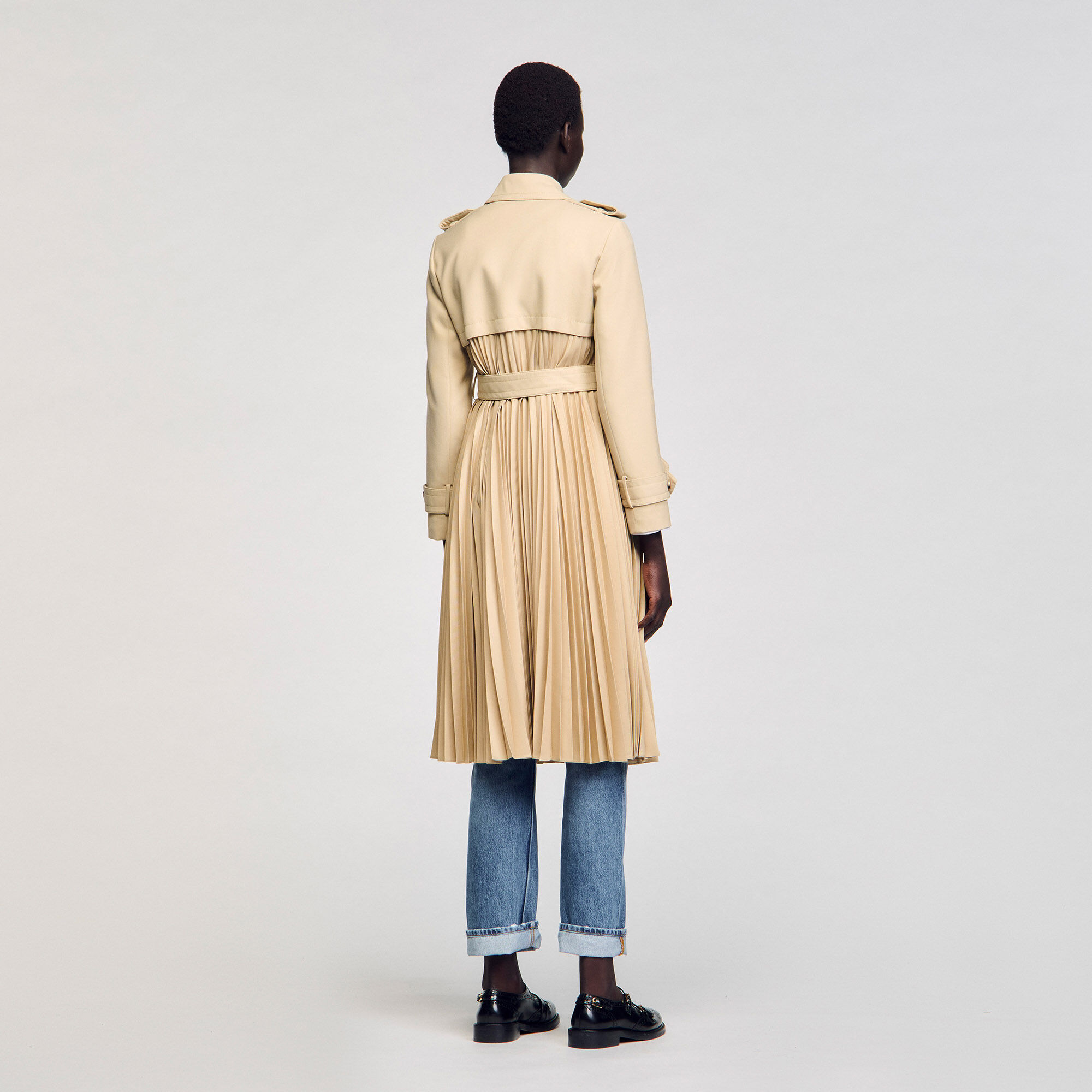 sandro paris  コート Long coat black / gray For Women | Sandro Paris