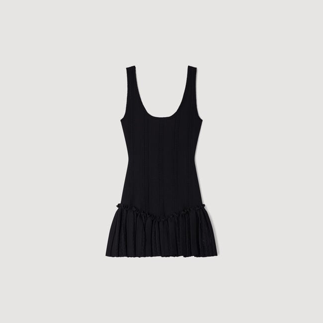 Short knit dress with ruffle