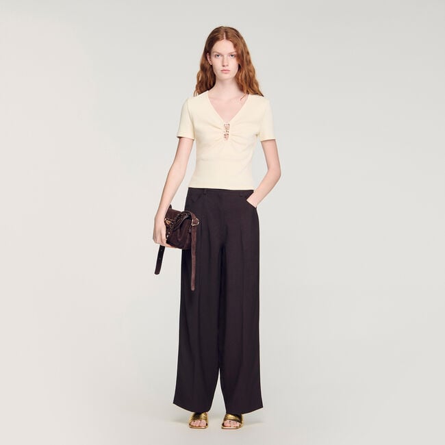 Jewelled cropped cotton T-shirt