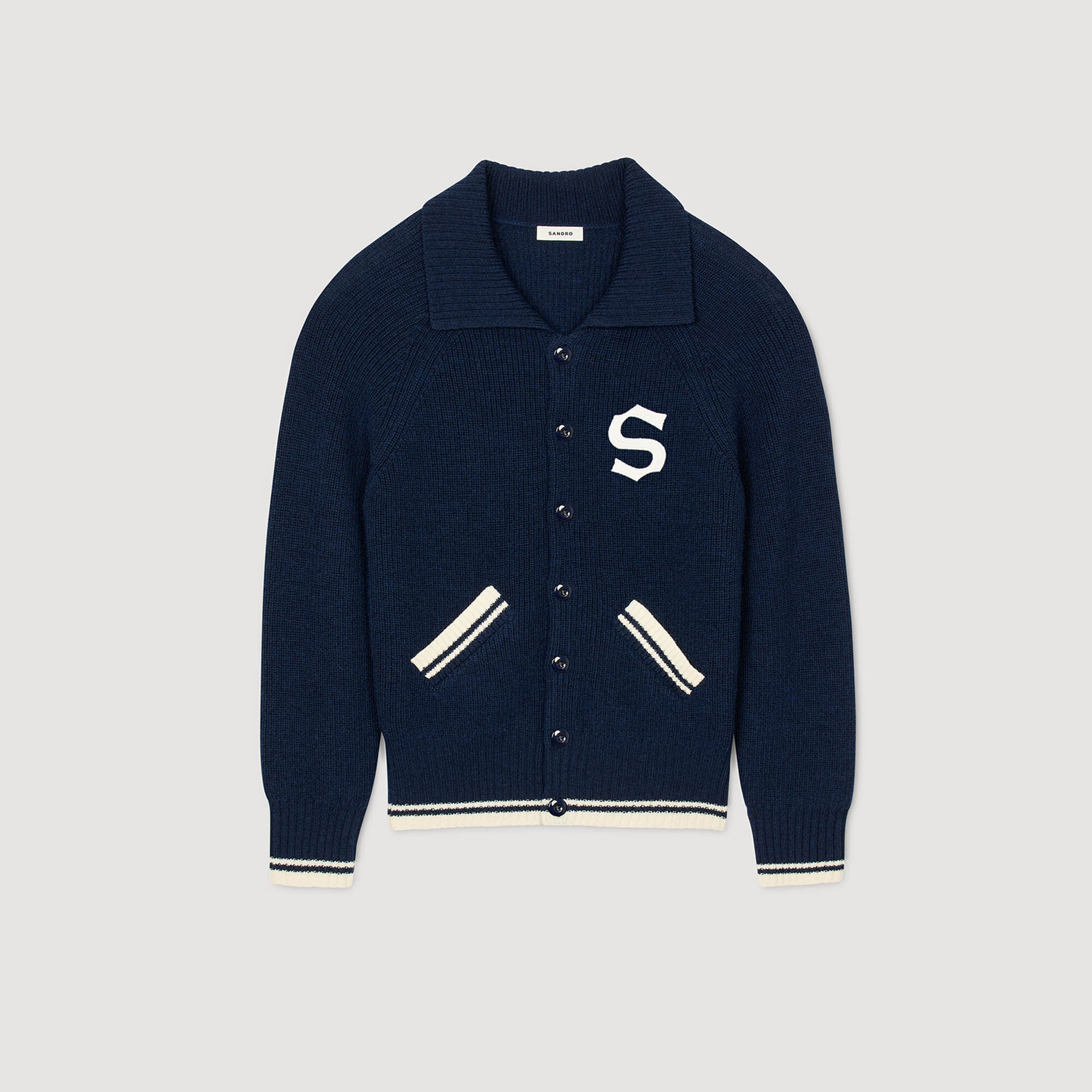 Wool cardigan with patch S